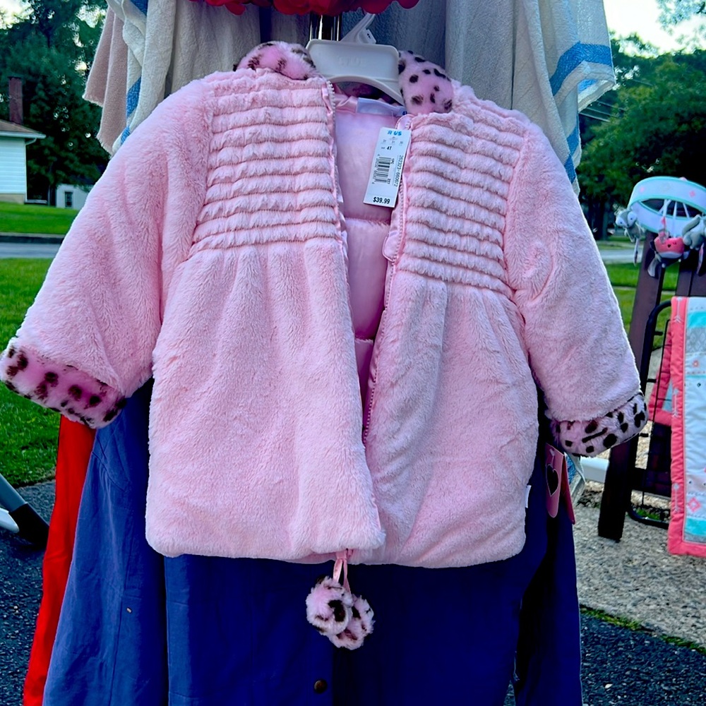 Bon BeBe pink and leopard coat